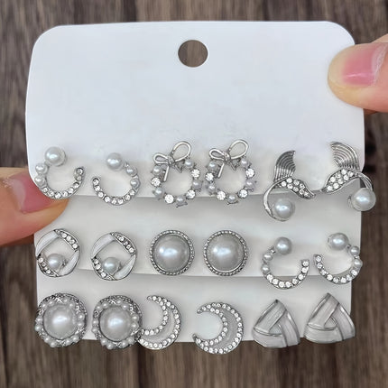 9-Pair Elegant Earrings Set