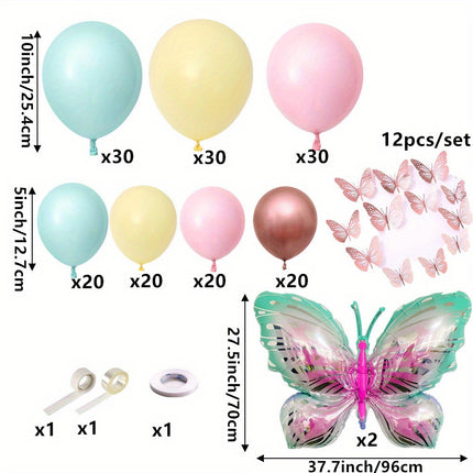 187 pcs Butterfly Balloon Arch Kit