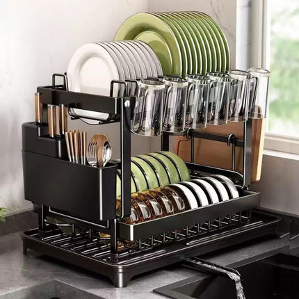 2-Tier Stainless Steel Dish Rack - Ultimate Kitchen Organizer