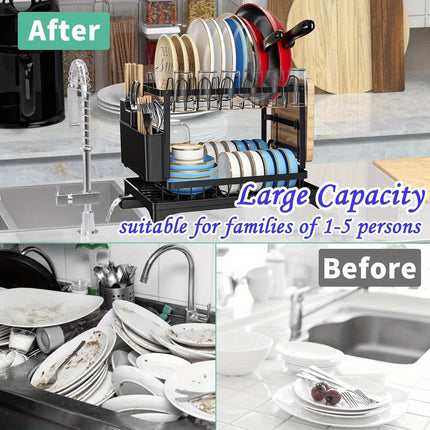 2-Tier Stainless Steel Dish Rack - Ultimate Kitchen Organizer