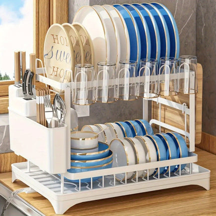 2-Tier Stainless Steel Dish Rack - Ultimate Kitchen Organizer
