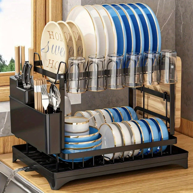 2-Tier Stainless Steel Dish Rack - Ultimate Kitchen Organizer