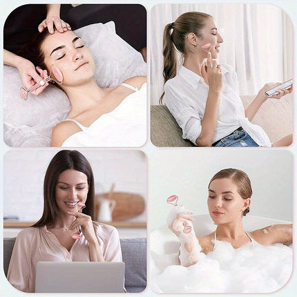 Pink Gua Sha Roller & Scraping Set – Natural Facial Massage - Monti Bargains