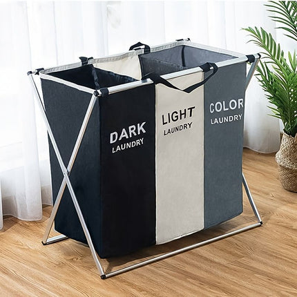 3-Section Collapsible Laundry Hamper