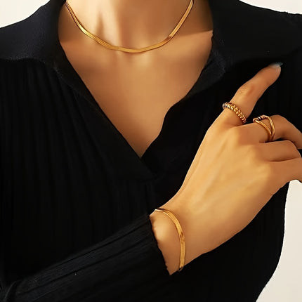 Elegant Golden-Toned Snake Chain Set