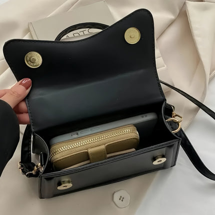 Solid Color Faux Leather Crossbody