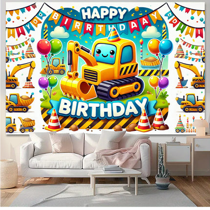 Construction-Themed Birthday Backdrop – Perfect for Party Photos