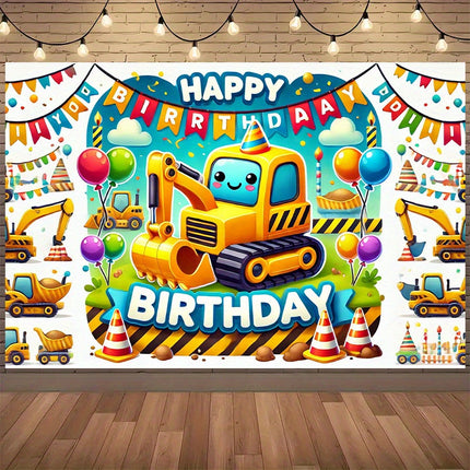 Construction-Themed Birthday Backdrop – Perfect for Party Photos