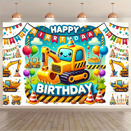 Construction-Themed Birthday Backdrop – Perfect for Party Photos