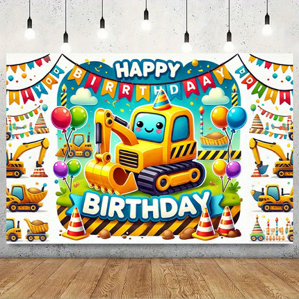 Construction-Themed Birthday Backdrop – Perfect for Party Photos