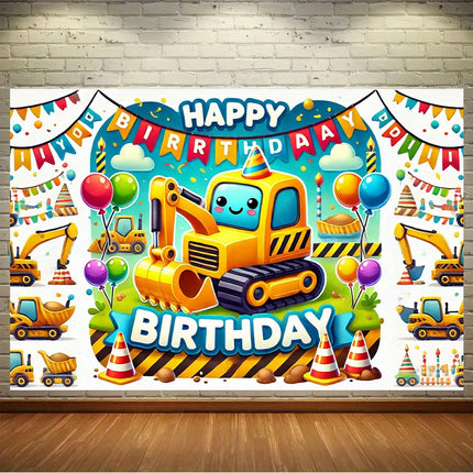 Construction-Themed Birthday Backdrop – Perfect for Party Photos