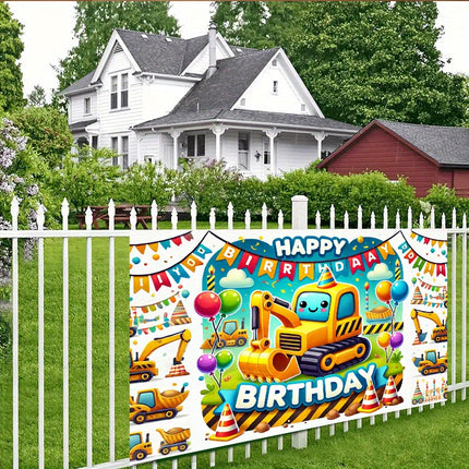 Construction-Themed Birthday Backdrop – Perfect for Party Photos