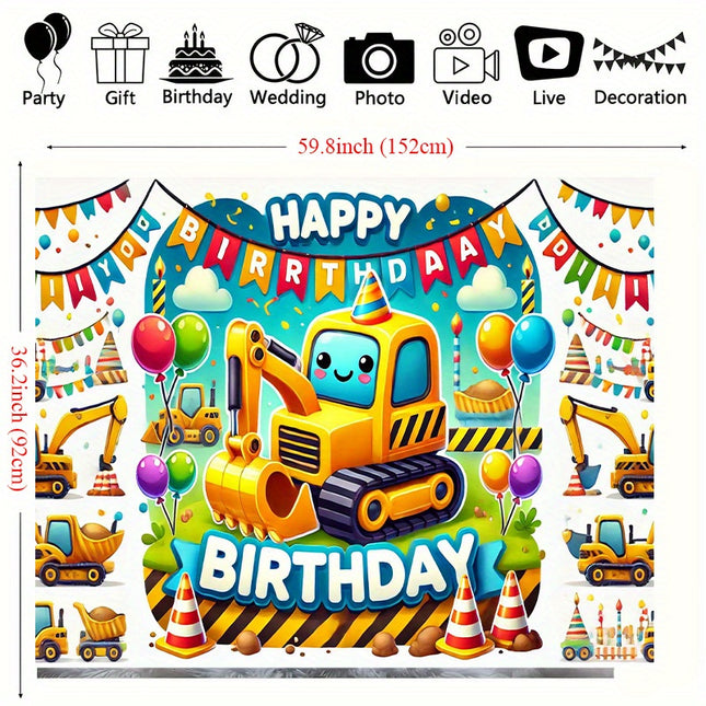 Construction-Themed Birthday Backdrop – Perfect for Party Photos