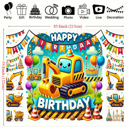 Construction-Themed Birthday Backdrop – Perfect for Party Photos