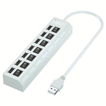 4-Port/7-Port USB Hub with Independent Switch – Universal Adapter - Monti Bargains