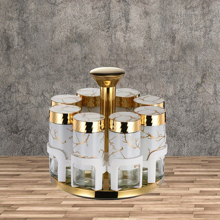 8-Piece Rotating Glass Spice Bottles Set
