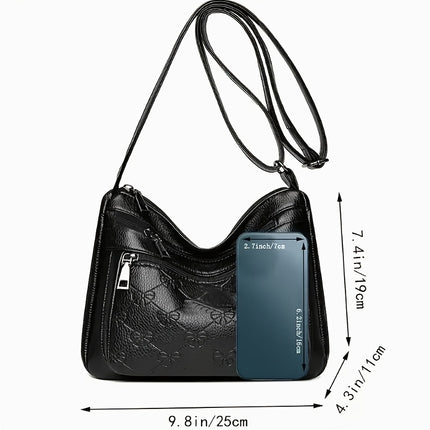 Elegant Black Faux Leather Crossbody