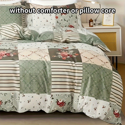 Pastoral Flower Plaid Duvet Cover Set - 3pcs Cozy Style