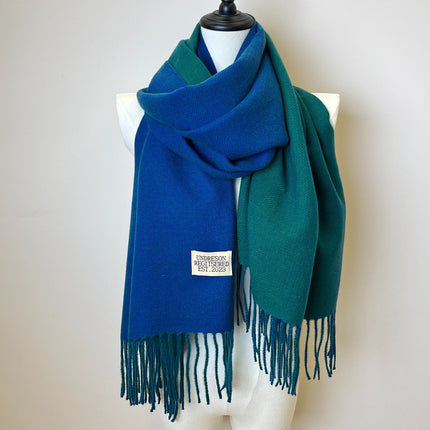 Double-Sided Two-Color Tassel Scarf