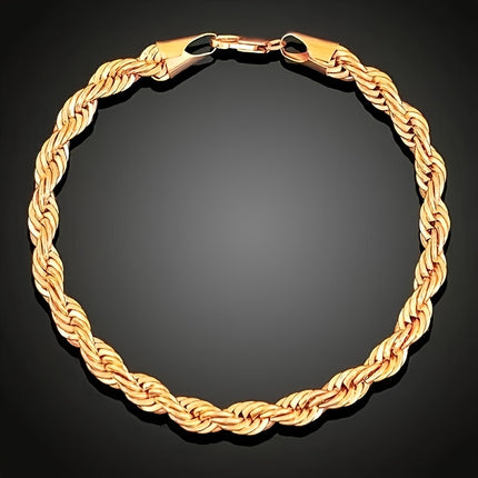 Unisex 18K Gold-Plated Necklace & Bracelet Set