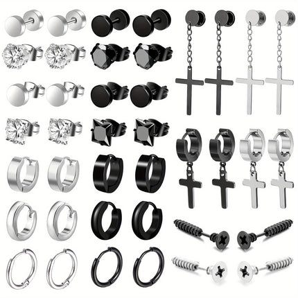20 Pairs Stainless Steel Ear Studs