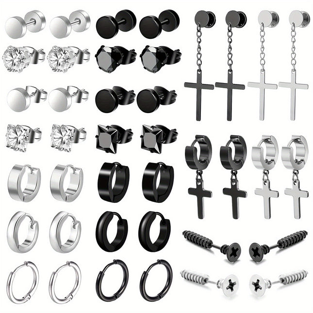 20 Pairs Stainless Steel Ear Studs