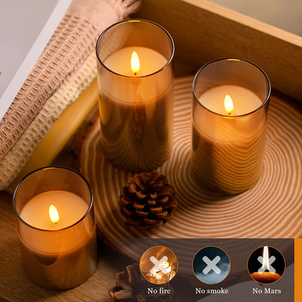 Luxurious Gray LED Candle Lights - Flickering Flame Effect