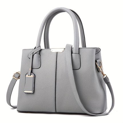Large Gray PU Tote Bag
