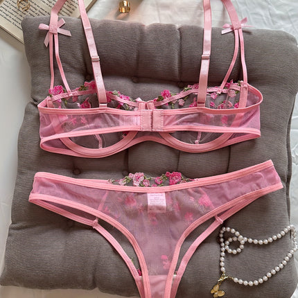 Floral Embroidery Lingerie Set