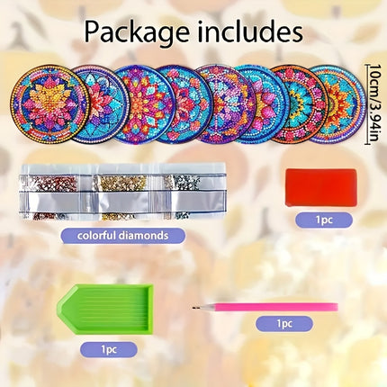 Mandala Diamond Art Coaster Set