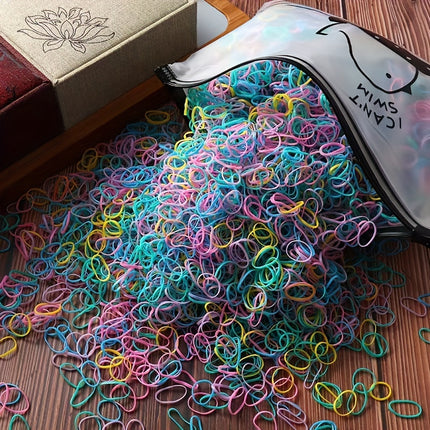 1000pcs Colorful Disposable Rubber Bands