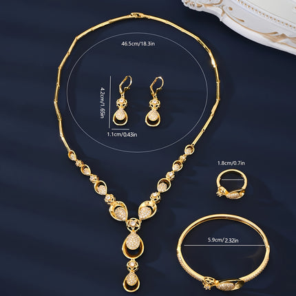 5pcs Flower & Water Drop Jewelry Set