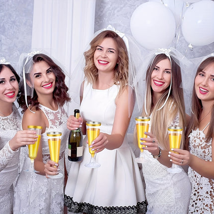 25pcs Set of 150ml Crystal Clear Champagne Flutes with Golden Rim