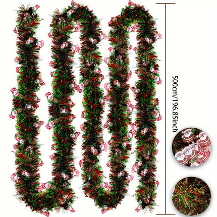 Festive Red & Green Tinsel Garland - Monti Bargains