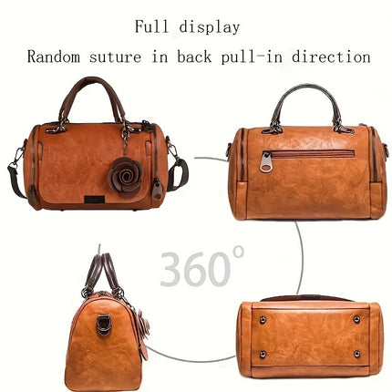 Vintage Boston Flower Satchel Bag