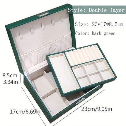 Double-Layer Faux Leather Jewelry Organizer