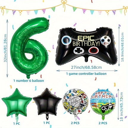 8 Pcs Video Game Birthday Balloons Set