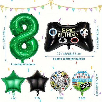 8 Pcs Video Game Birthday Balloons Set