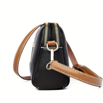 Vintage Litchi Embossed Crossbody Bag