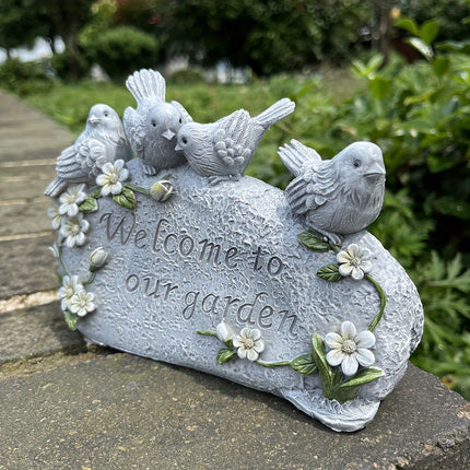 Welcome to Our Garden" Resin Statue Decor