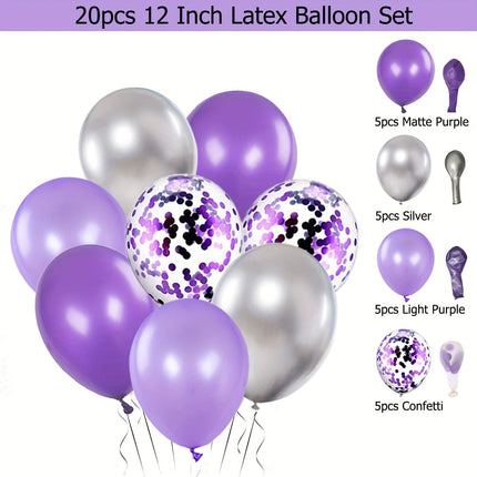 31pcs Purple and Silvery Lavender Party Decoration Set for Girls