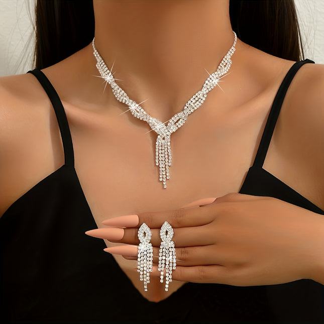 Elegant Rhinestone Evening Jewelry Set