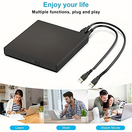 8-in-1 Portable External CD/DVD Drive for Laptops