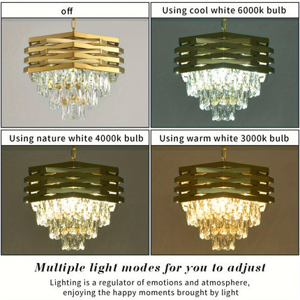 Golden 5-Light Crystal Chandelier – Modern Farmhouse Elegance