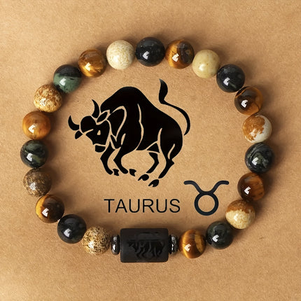 Men's Zodiac Stone Beaded Bracelet