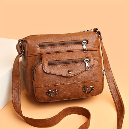 Retro Heart Decor Crossbody Bag
