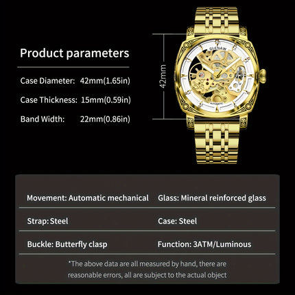 Golden Skeleton Automatic Wristwatch