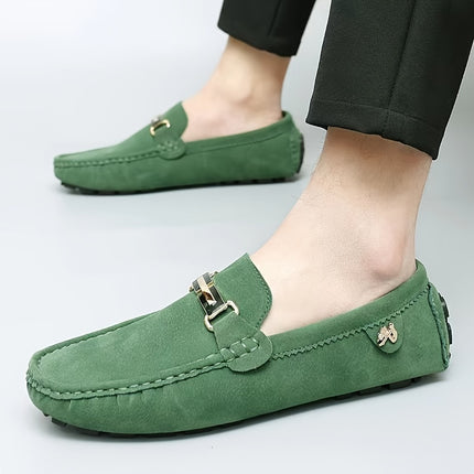 Men's Moccasin Loafers with Metallic Decor