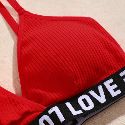 3 Set Letter Print Ribbed Lingerie