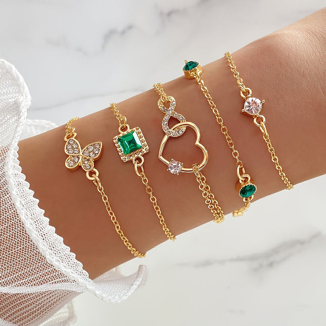 Boho Heart & Butterfly Bracelet Set